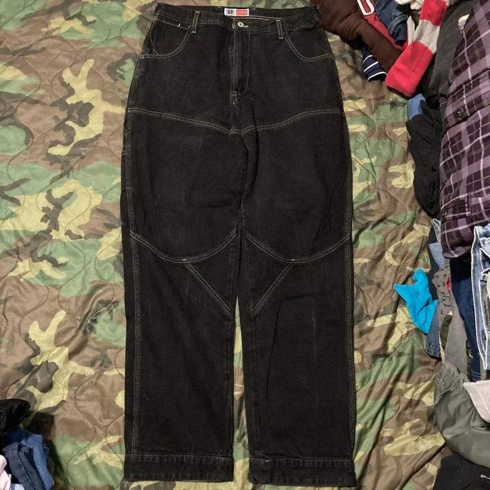 Vintage 90s Arizona black carpenter‎ jeans skater cuffs contrast stitching